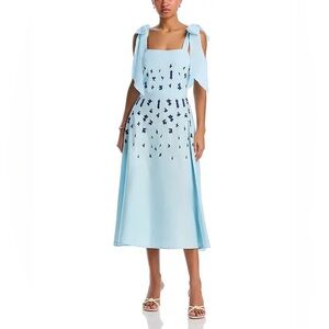 NWT FANM MON Mimose Light Blue Linen Sleeveless Midi Dress medium